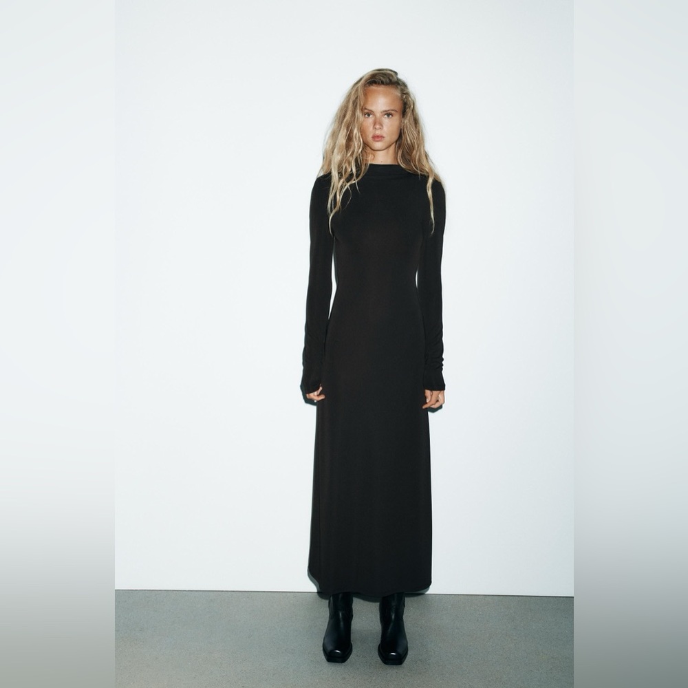 ZARA OPEN-BACK CREPE DRESS - Picture 5 of 12